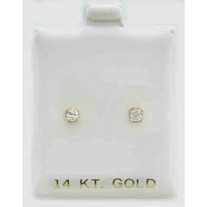 Lab Created White Sapphire 0.50 Cts Princess Cut 14k Yellow Gold Earrings